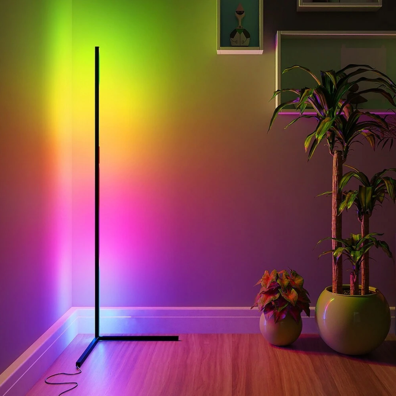 corner floor lamp, RGB corner floor lamp, RGB floor lamp, floor lamp minimal