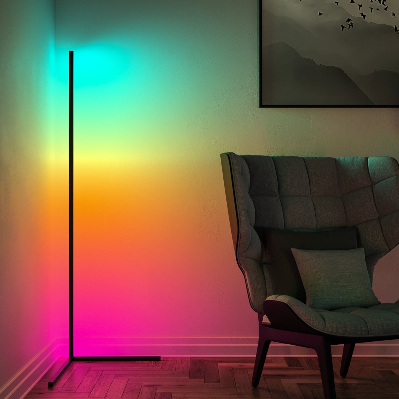 Minimalist Corner Floor Lamp: Elegant RGB Corner Lamp Stand
