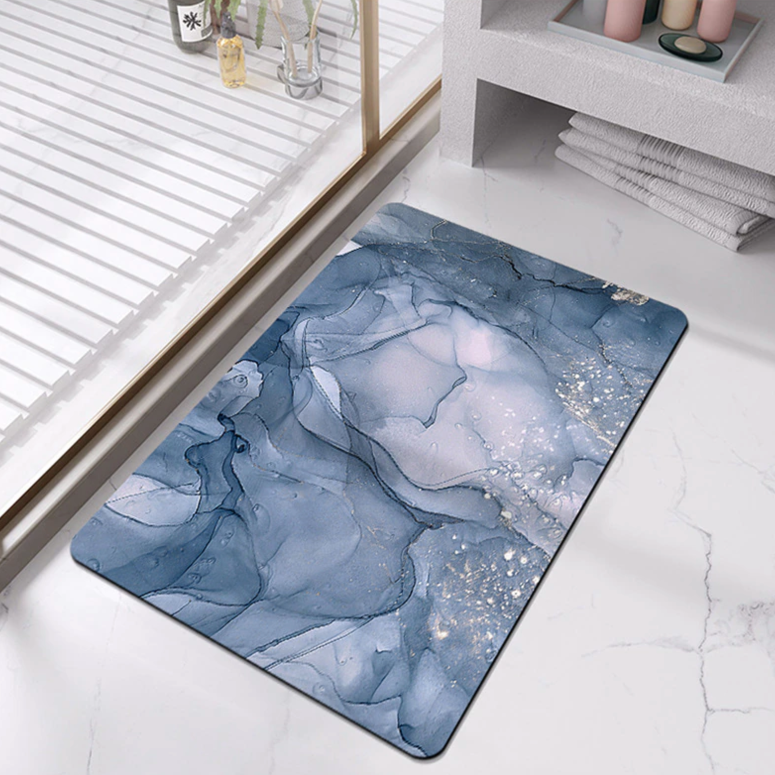 Diatomaceous earth bathroom mat